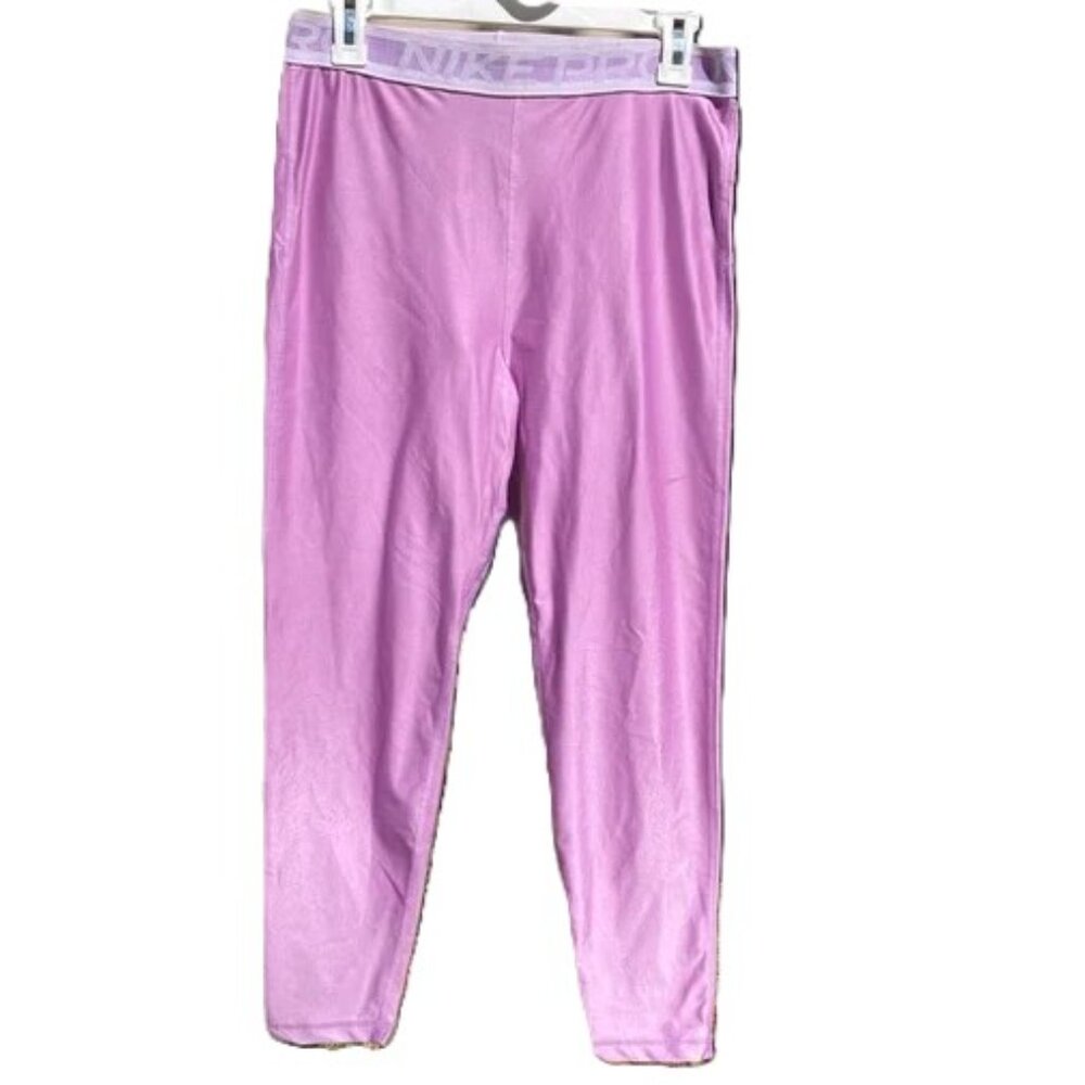 NIKE Pro Mid-Rise M Leggings Purple Lilac Ice Womens Size Large